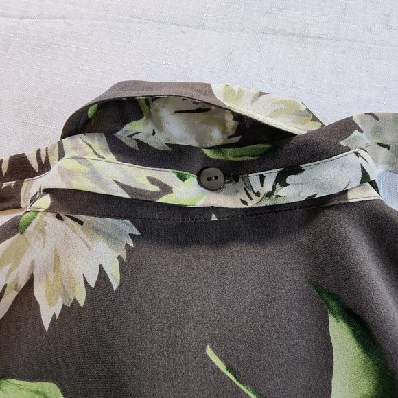 LINDA ALLARD ELLEN TRACY Brown Floral Sheer Silk Tie Sleeveless Blouse Size 10 - Picture 10 of 12